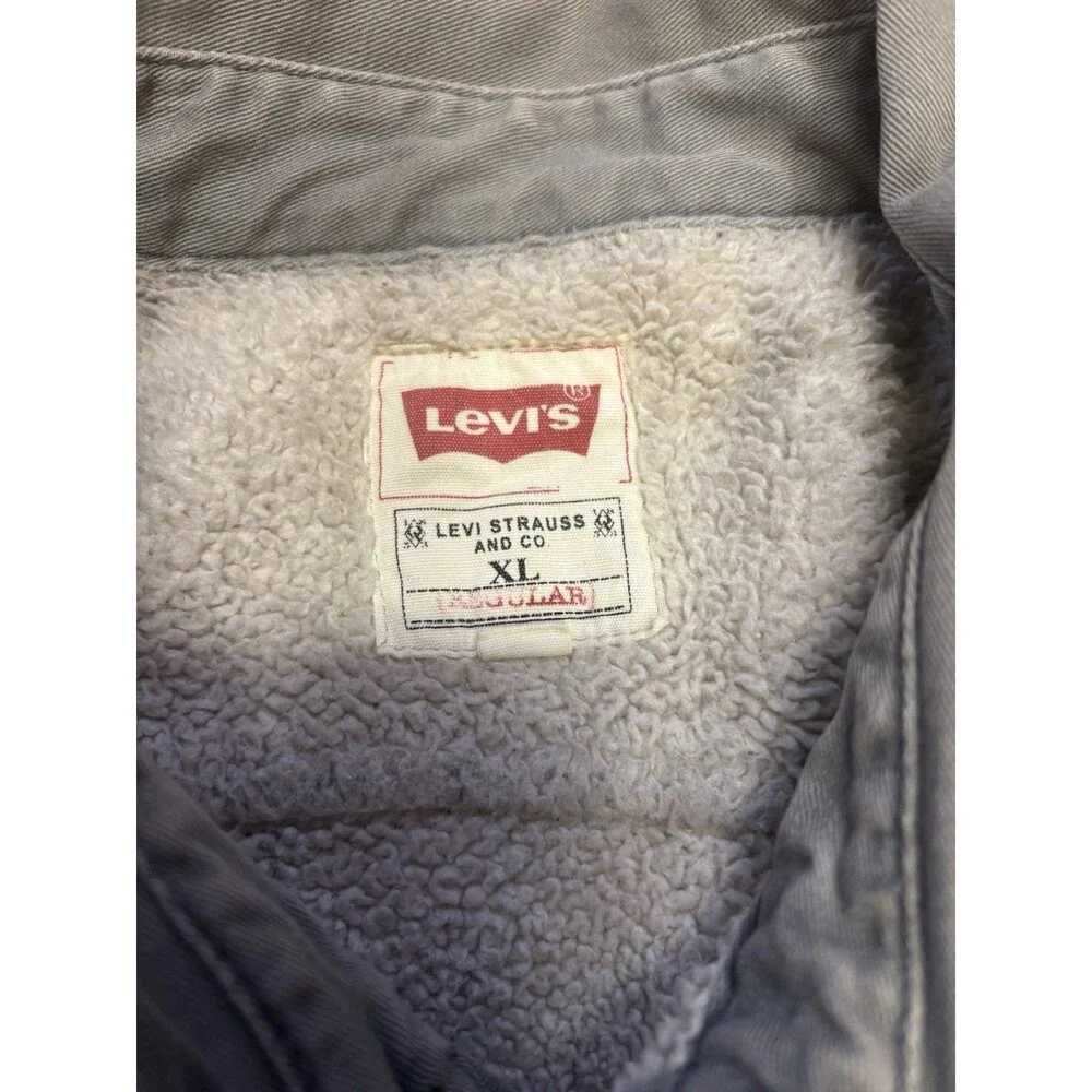 Levis Men's Gray Sherpa Lined long sleeve Button Down shirt jacket size XL - Picture 5 of 5